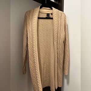 SAKS Cashmere Tan Cable Knit Duster